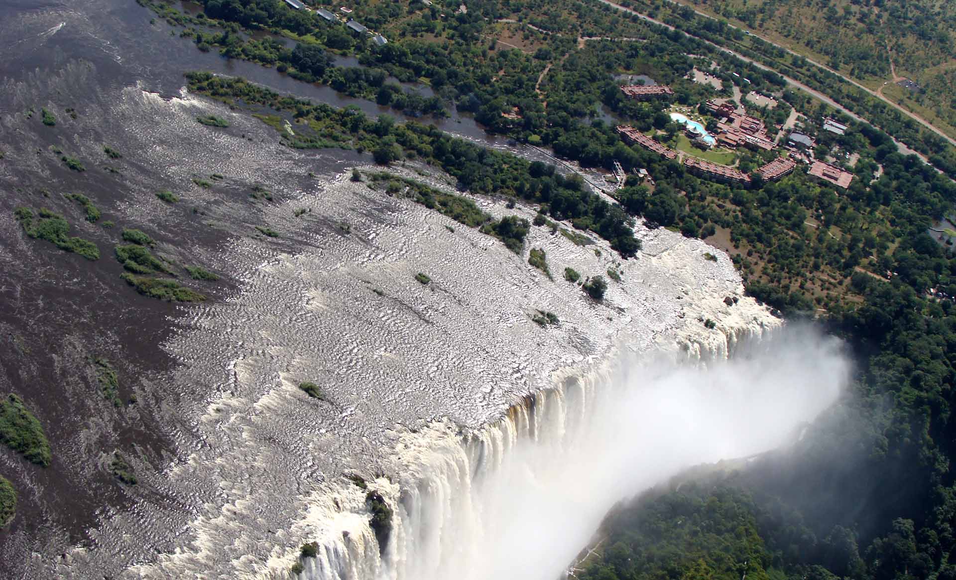 Aerial view of victoria falls in zimbabwe