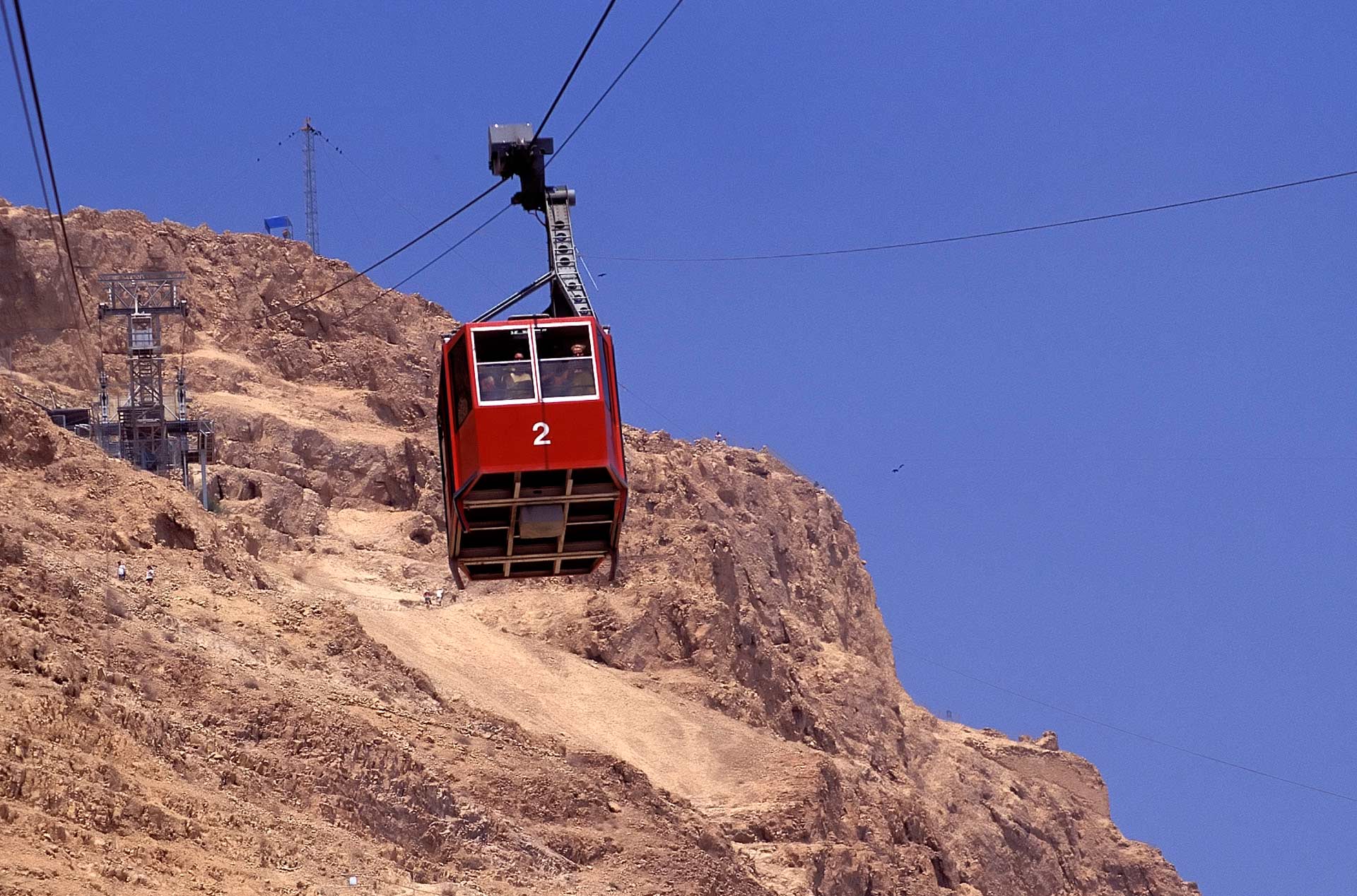 Cable car over snake path, Masada, Israel