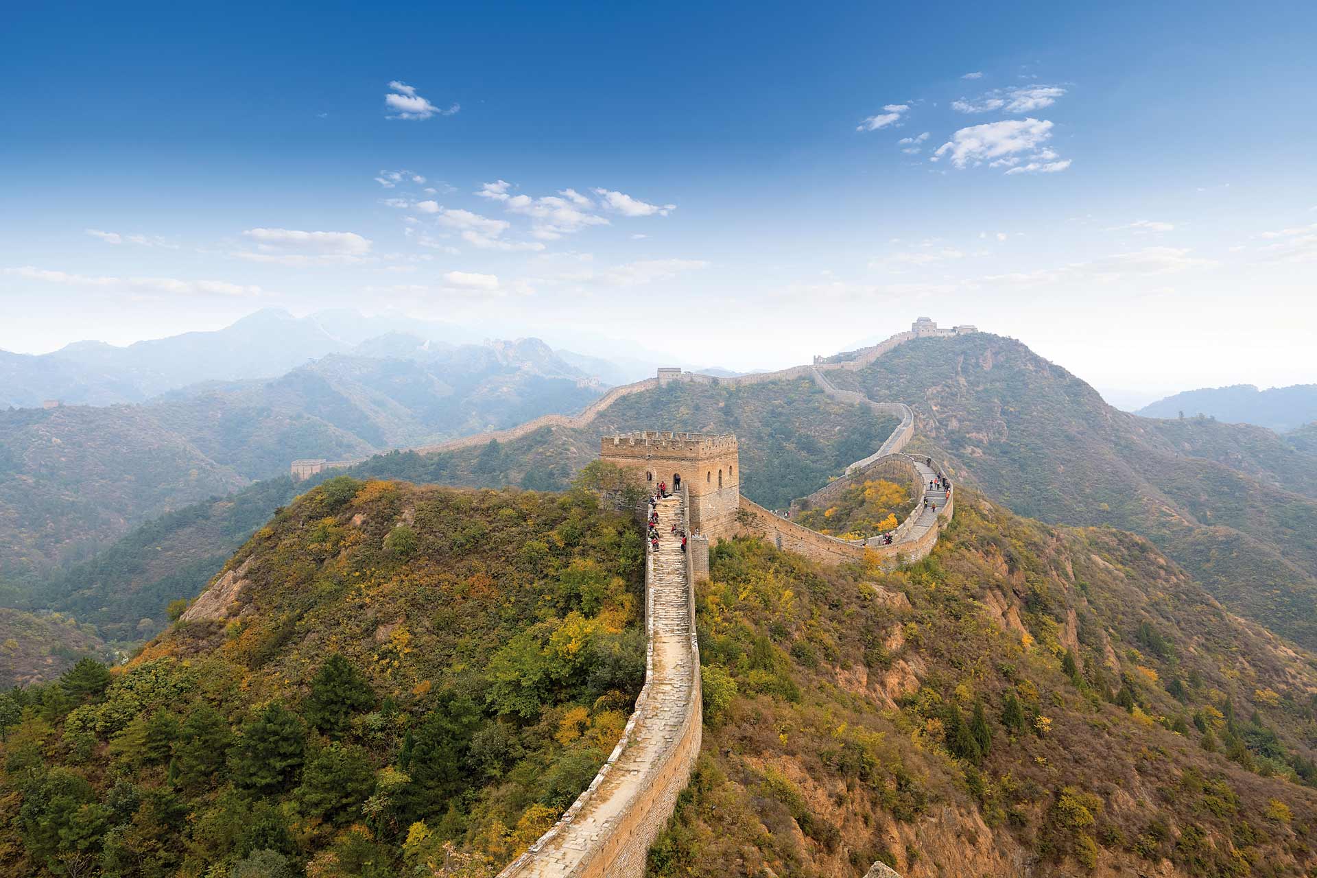People climb the Great Wall of China