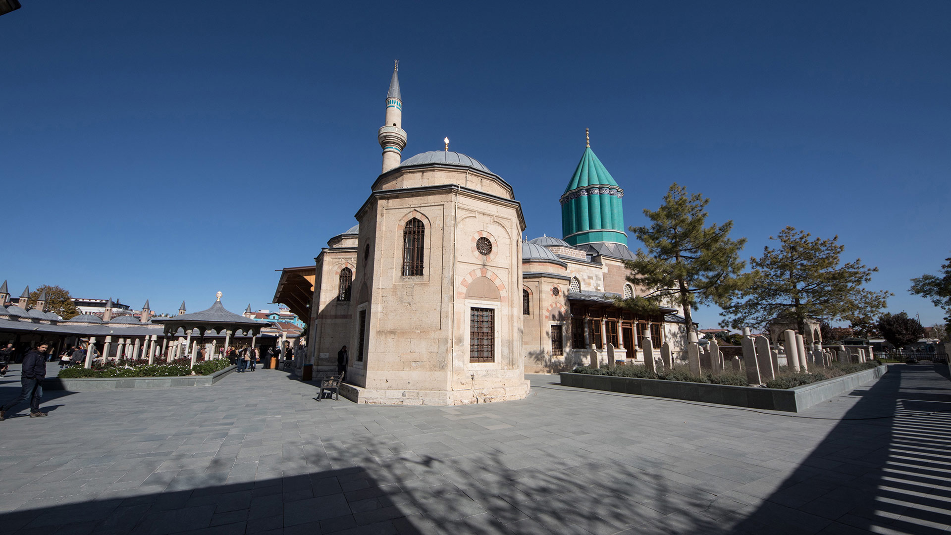 Mevlana museum view from garden, Mevlana Celaleddin-i Rumi is a sufi philosopher and mystic poet of Islam